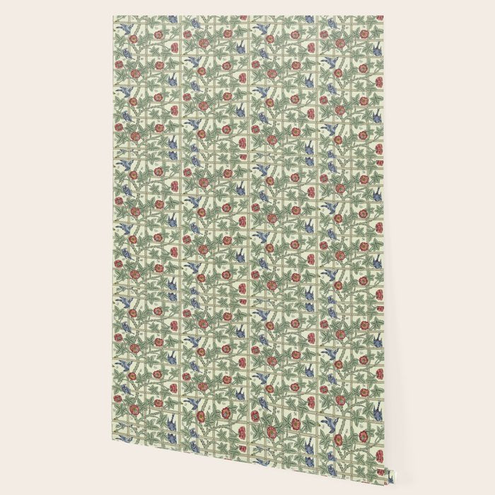 William Morris Trellis Ivory Brick Wallpaper Gallery Image 2