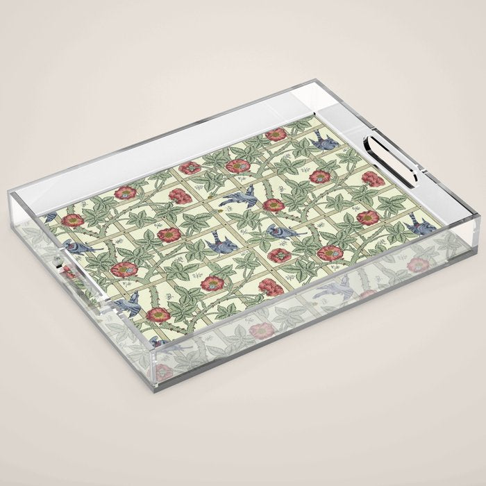 William Morris Trellis Ivory Brick Acrylic Tray Gallery Image 1