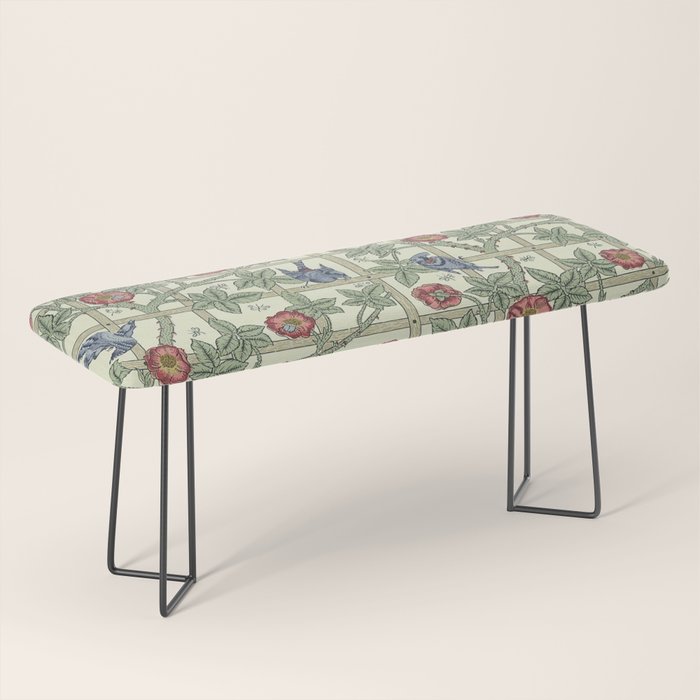 William Morris Trellis Ivory Brick Bench Gallery Image 1