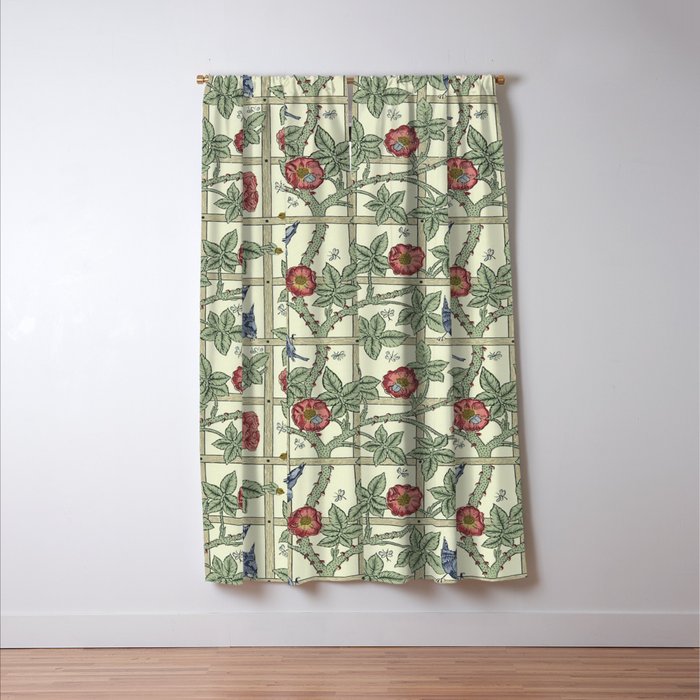 William Morris Trellis Ivory Brick Window Curtain Gallery Image 3