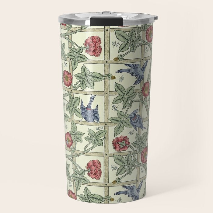 William Morris Trellis Ivory Brick Travel Mug Gallery Image 1