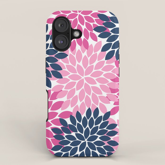Flower Burst Petals Navy Pink iPhone Case Gallery Image 1