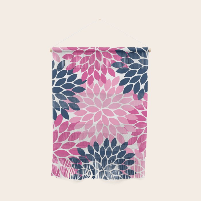 Flower Burst Petals Navy Pink Wall Hanging Gallery Image 1