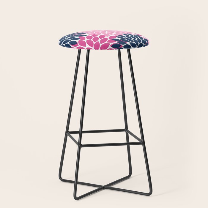 Flower Burst Petals Navy Pink Stool Gallery Image 1