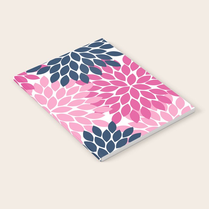 Flower Burst Petals Navy Pink Notebook Gallery Image 2