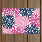 Flower Burst Petals Navy Pink Outdoor Rug Gallery Image 1