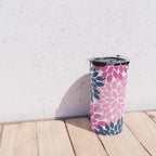 Flower Burst Petals Navy Pink Travel Mug Gallery Image 4