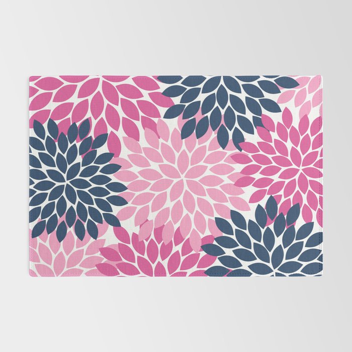 Flower Burst Petals Navy Pink Rug Gallery Image 2