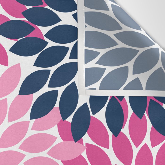 Flower Burst Petals Navy Pink Wall Tapestry Gallery Image 3