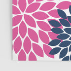 Flower Burst Petals Navy Pink Poster Gallery Image 3