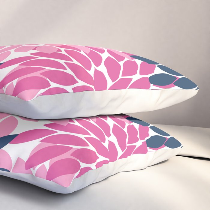 Flower Burst Petals Navy Pink Pillow Sham Gallery Image 3