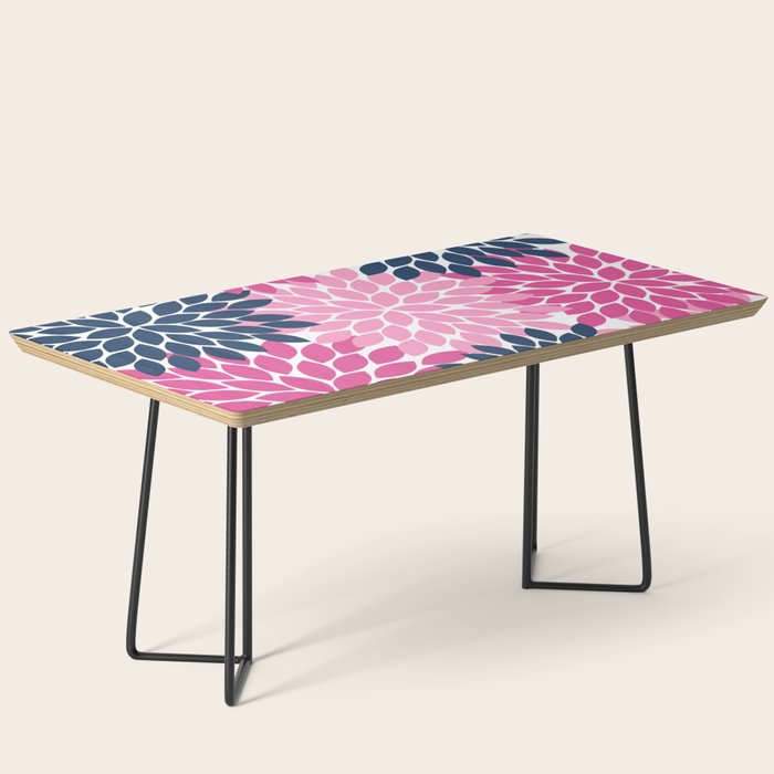 Flower Burst Petals Navy Pink Coffee Table Gallery Image 1