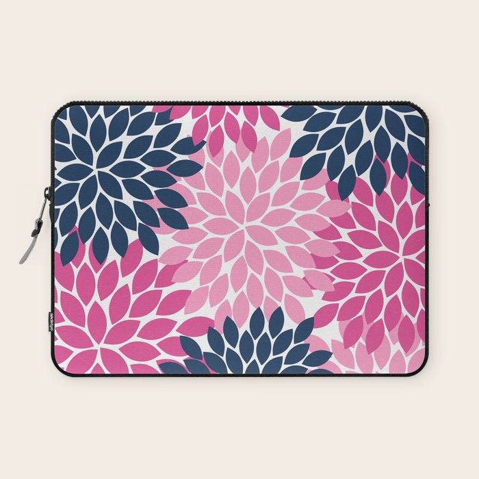 Flower Burst Petals Navy Pink Laptop Sleeve Gallery Image 1