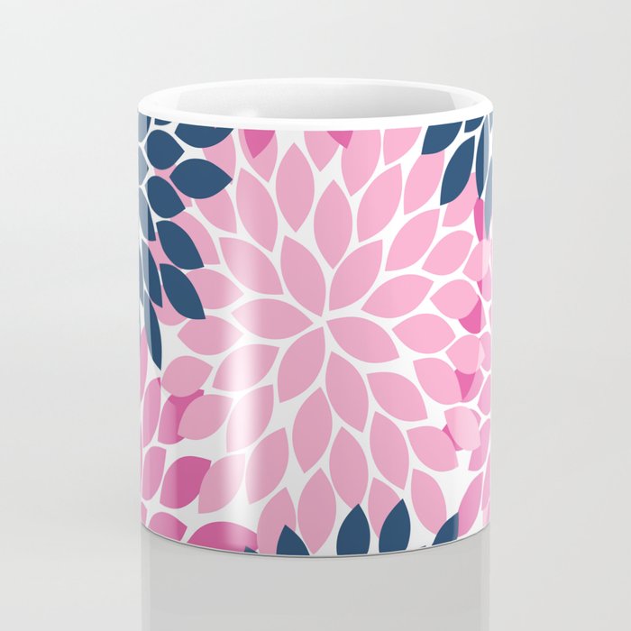 Flower Burst Petals Navy Pink Coffee Mug Gallery Image 4