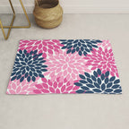 Flower Burst Petals Navy Pink Rug Gallery Image 1