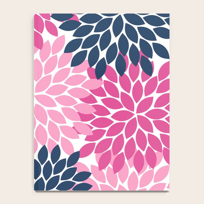 Flower Burst Petals Navy Pink Notebook Gallery Image 4