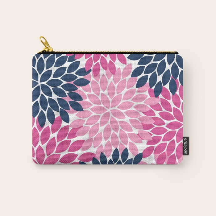 Flower Burst Petals Navy Pink Carry All Pouch Gallery Image 1