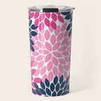 Flower Burst Petals Navy Pink Travel Mug Gallery Image 1