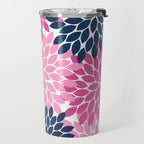 Flower Burst Petals Navy Pink Travel Mug Gallery Image 2