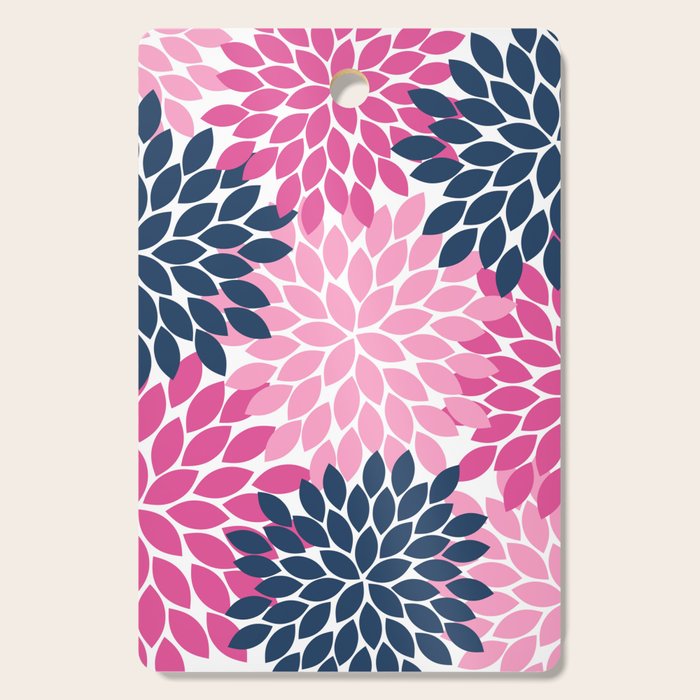 Flower Burst Petals Navy Pink Cutting Board Gallery Image 1