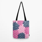 Flower Burst Petals Navy Pink Tote Bag Gallery Image 2