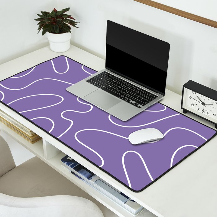 Grape Purple Squiggle Abstract Pattern Desk Mat Gallery Image 2