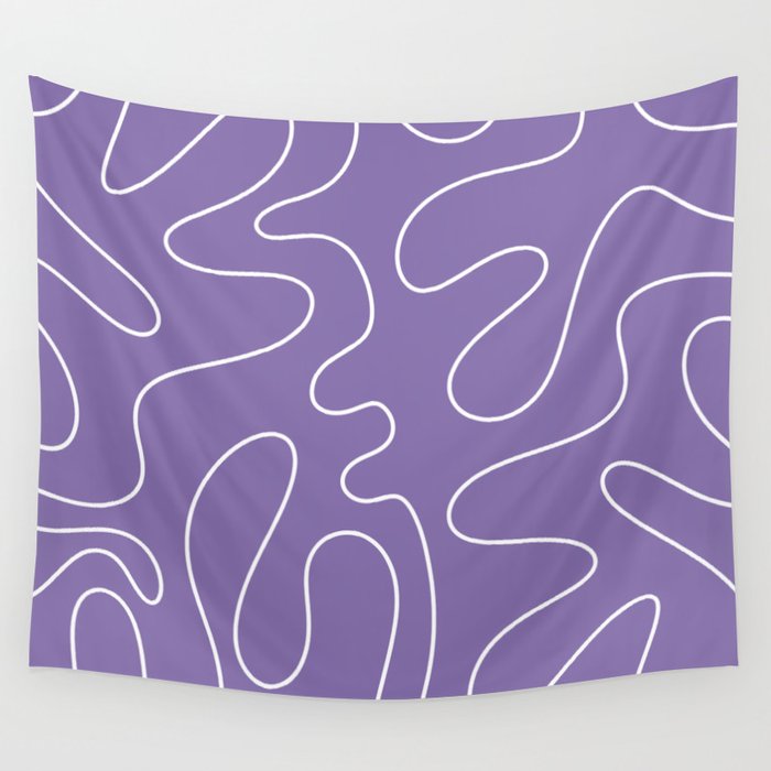 Grape Purple Squiggle Abstract Pattern Wall Tapestry Gallery Image 4