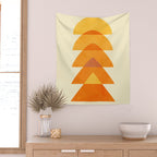 rhapsody orange 3 abstract mid century shape art Wall Tapestry Gallery Image 2