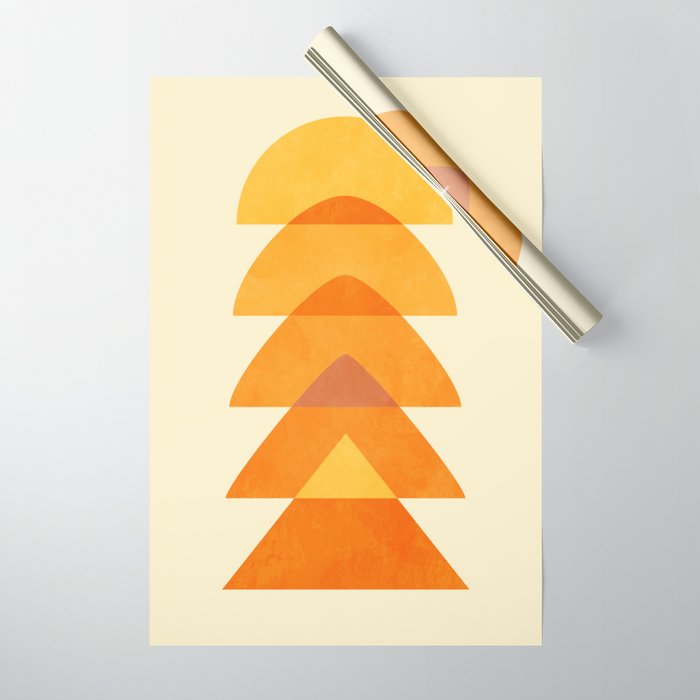 rhapsody orange 3 abstract mid century shape art Wrapping Paper Gallery Image 1