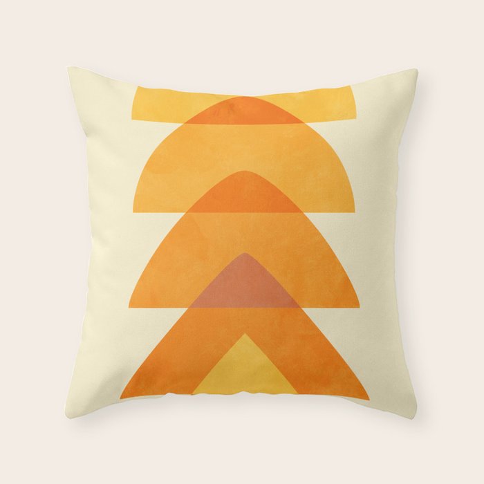 rhapsody orange 3 abstract mid century shape art Throw Pillow Gallery Image 6