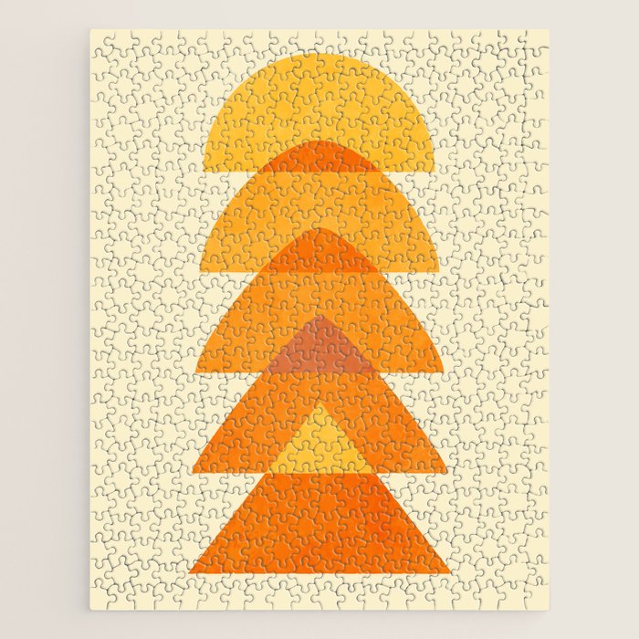 rhapsody orange 3 abstract mid century shape art Jigsaw Puzzle Gallery Image 1