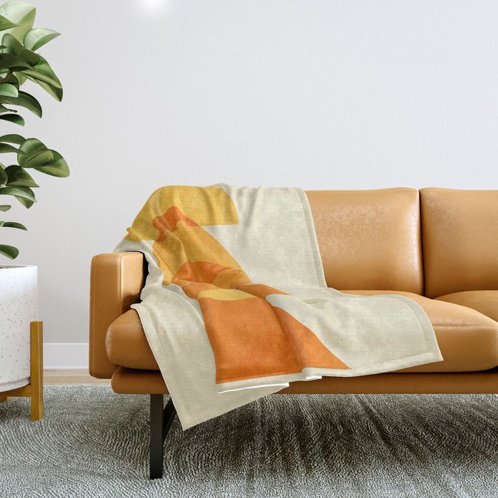 rhapsody orange 3 abstract mid century shape art Throw Blanket Gallery Image 1