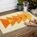 rhapsody orange 3 abstract mid century shape art Outdoor Rug Gallery Image 2