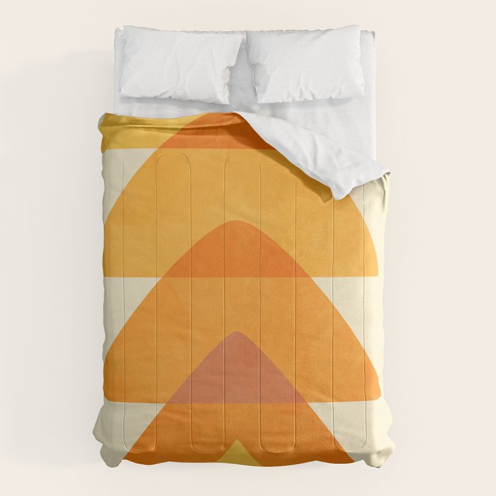 rhapsody orange 3 abstract mid century shape art Comforter Gallery Image 6