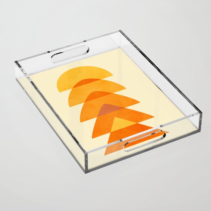 rhapsody orange 3 abstract mid century shape art Acrylic Tray Gallery Image 1