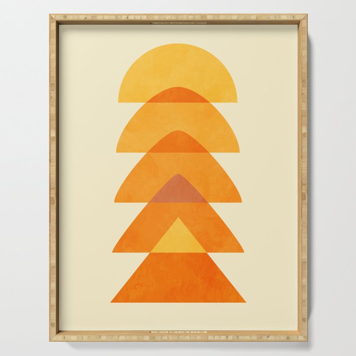 rhapsody orange 3 abstract mid century shape art Serving Tray Gallery Image 1