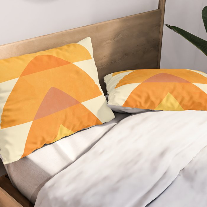 rhapsody orange 3 abstract mid century shape art Pillow Sham Gallery Image 2