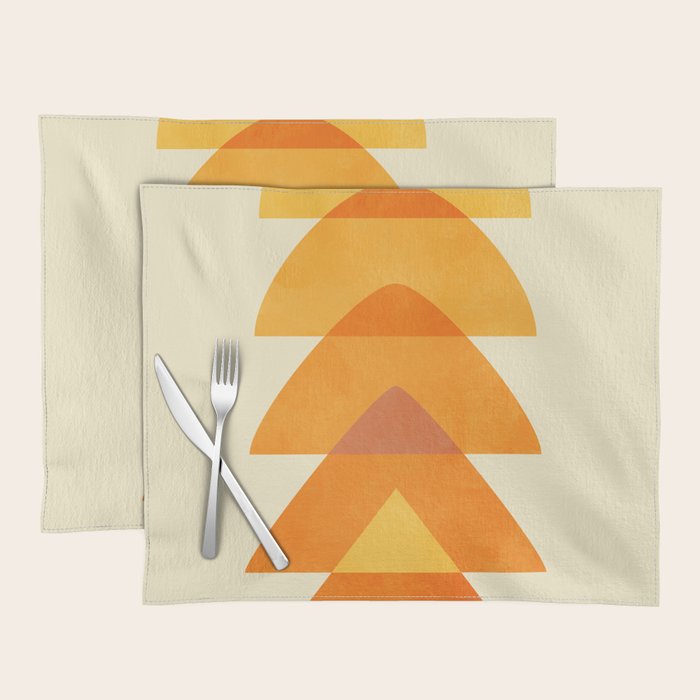 rhapsody orange 3 abstract mid century shape art Placemat Gallery Image 1
