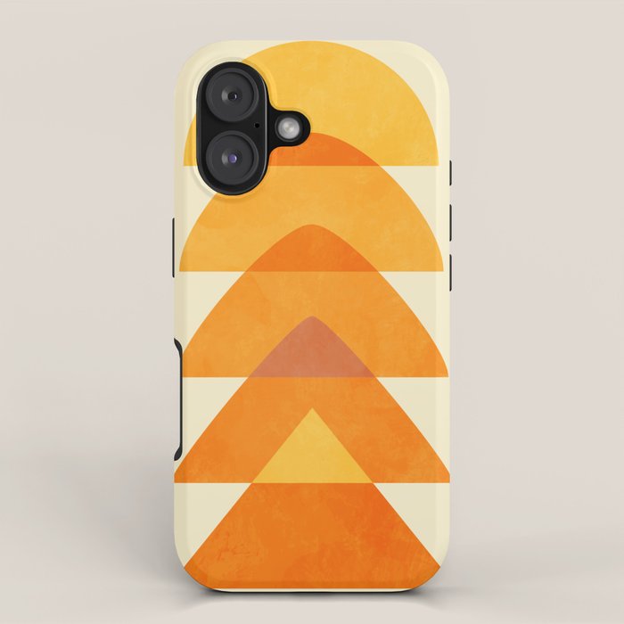 rhapsody orange 3 abstract mid century shape art iPhone Case Gallery Image 1