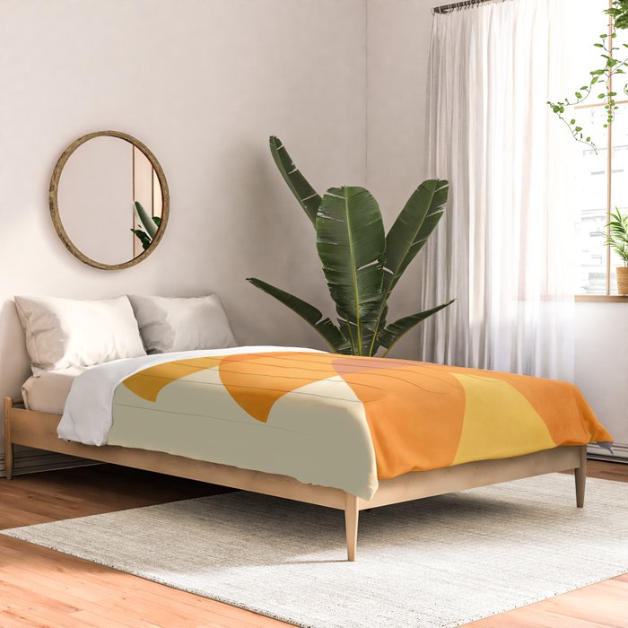rhapsody orange 3 abstract mid century shape art Comforter Gallery Image 2