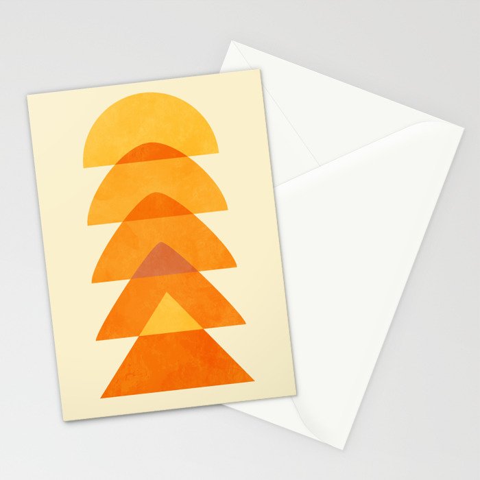 rhapsody orange 3 abstract mid century shape art Stationery Card Gallery Image 2