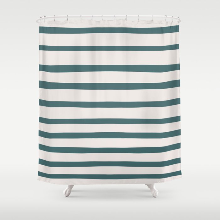 Evergreen Stripes Shower Curtain Gallery Image 1