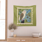 Barn Owl Postage Stamp Wall Tapestry Gallery Image 2