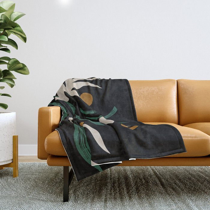 Abstract Floral Throw Blanket Gallery Image 1
