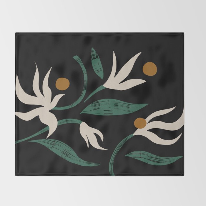 Abstract Floral Throw Blanket Gallery Image 2