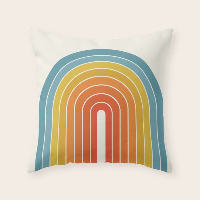 Gradient Arch X Bright Rainbow Mid Century Modern Rainbow Throw Pillow Gallery Image 6