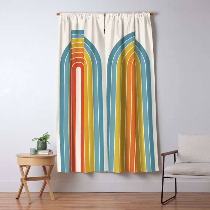 Gradient Arch X Bright Rainbow Mid Century Modern Rainbow Window Curtain Gallery Image 1