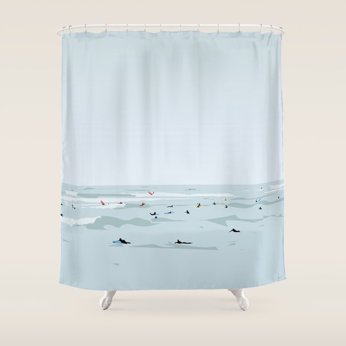 Tiny Surfers in Lima Shower Curtain Gallery Image 1
