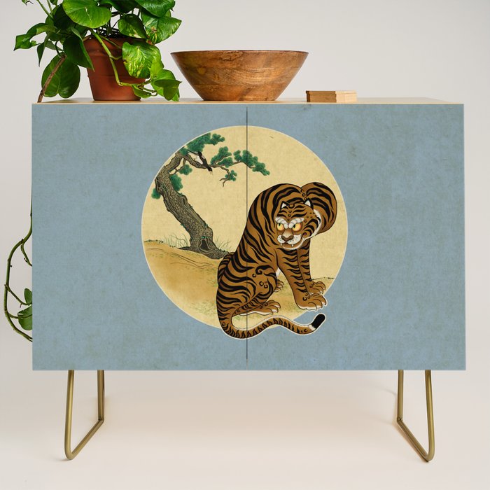 Tiger with magpie type-C : Minhwa-Korean traditional/folk art Credenza Gallery Image 1