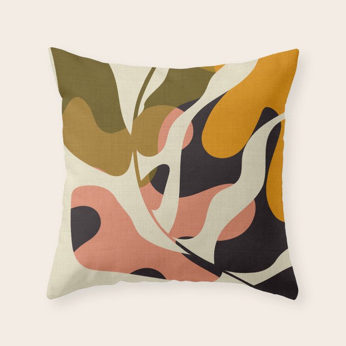cut out leaves minimal Throw Pillow Gallery Image 1